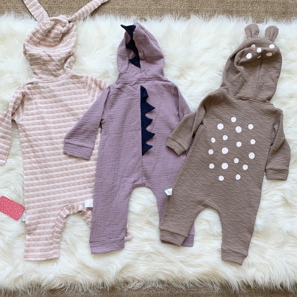 Pat Pat Other - Pat Pat Fox Dinosaur Bear Ear Hooded Jumpsuit Lot